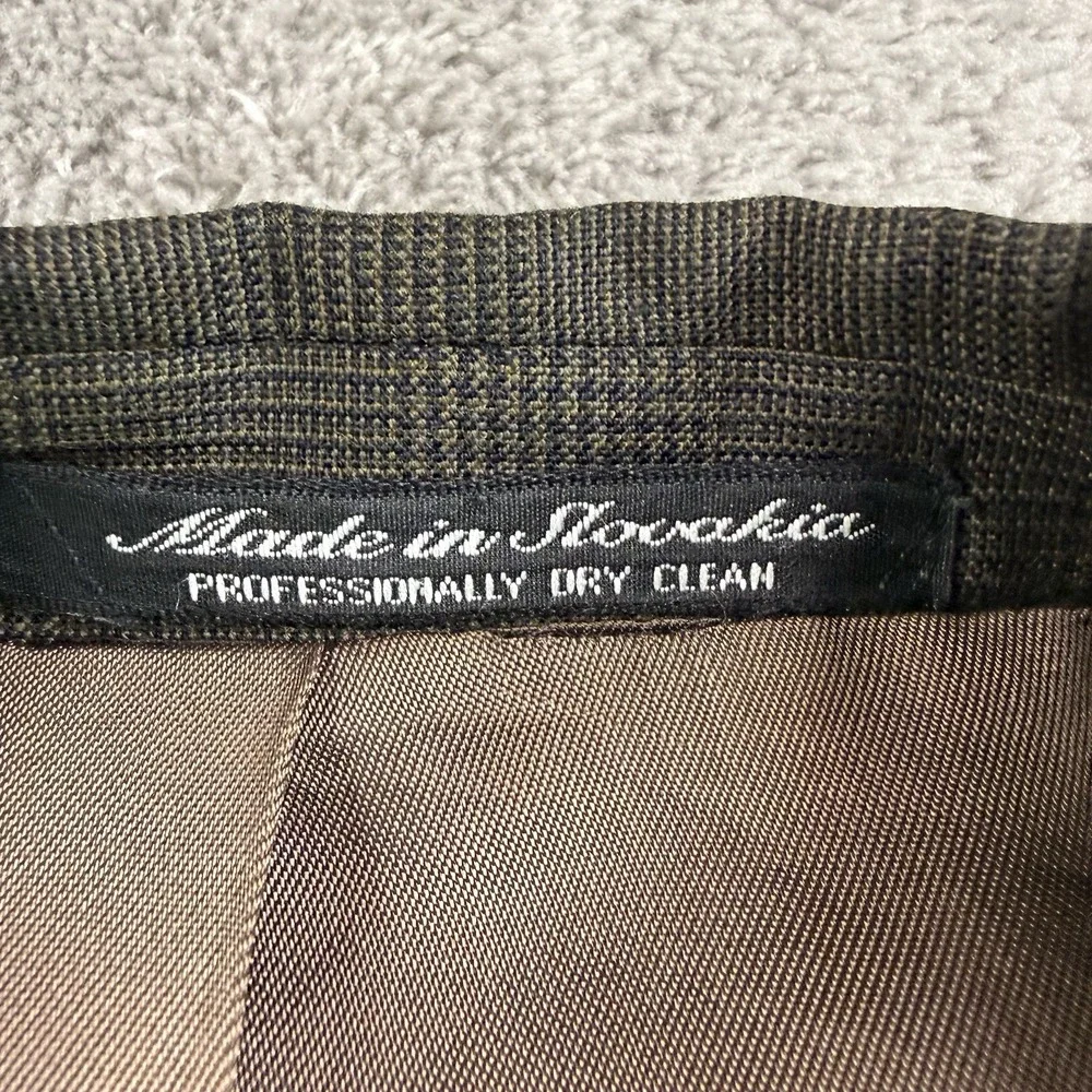 Kilburne & Finch Mens Blazer 46L Brown Glen Plaid Wool Blend Sport Coat Preppy